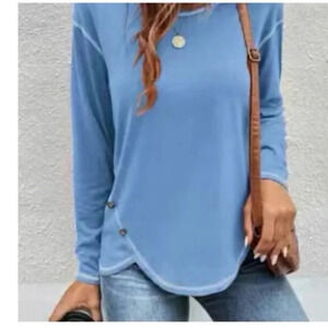 New Knit Blue Pilates Yoga Top‎ Stitched Shirt